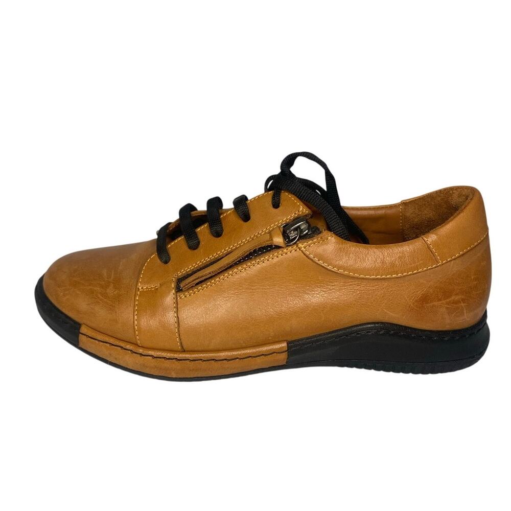 Vionic Brown Zipper Casual Walking Shoes Comfort Laces size 6 Normcore Preppy
